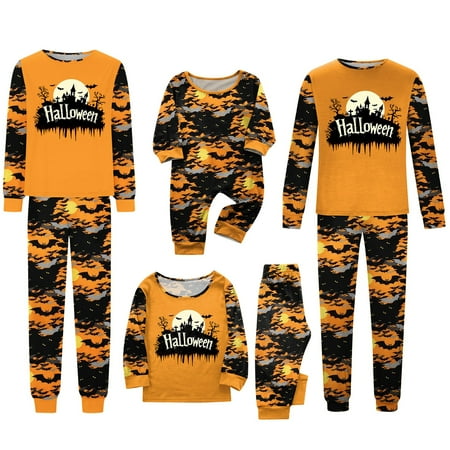 

Family Matching Halloween Pajamas Sets Pumpkin Bats Print Long Sleeve Top and Plaid Pants Holiday Loungewear Pjs Set for Baby Adults and Kids multicolored 3 Months