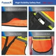 thumbnail image 7 of ProtectX 6 Pockets High Visibility Zipper Front Safety Vest with Reflective Tape Strips, Lightweight & Solid Front Mesh Back, ANSI/ISEA Certified Class 2, Lime Orange-Black - 3X Large, 7 of 7
