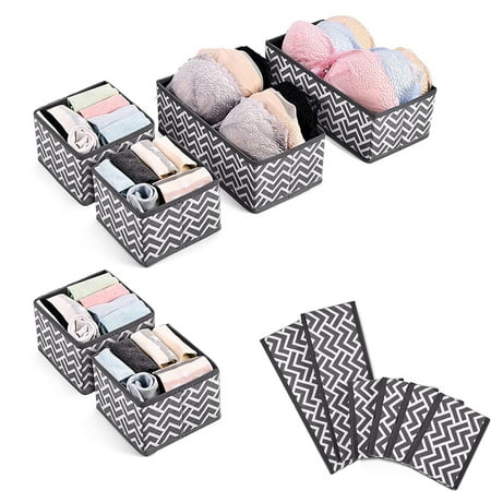 

6-piece Set Dresser Drawer Organizer Closet Storage Bins Fabric Storage Cubes Foldable Drawer Containers for Underwear Bras So