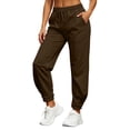 thumbnail image 2 of WIZUTIZ Women's Tapered Joggers Lightweight Polyester Drawstring Casual Everyday Lounge Pants Soft Bottoms, 2 of 8