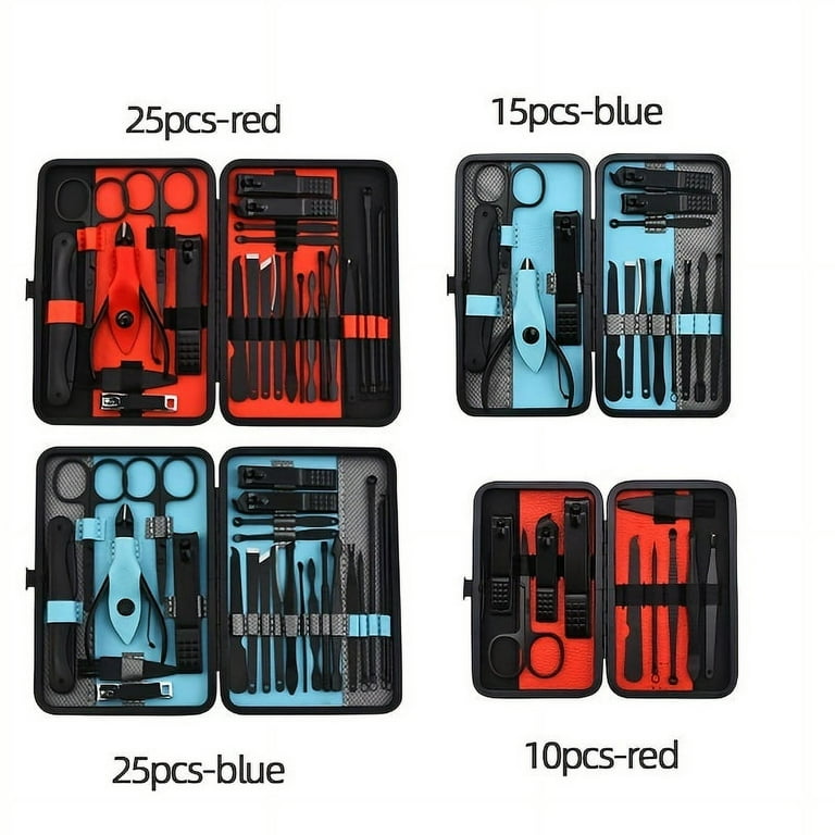 25 Piece Nail Manicure Set, Nail Clippers Set Professional Stainless Steel  Nail Cutter Pedicure Kit Nail File Sharp with Black Leather, Travel Nail