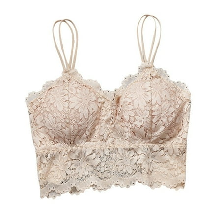 

Pretty Comy Women Sexy Lingerie Corset Lace Floral Bralette Padded Bra Camis Underwear Wire Free Sheer Lace Bra Crop Tops Brassiere