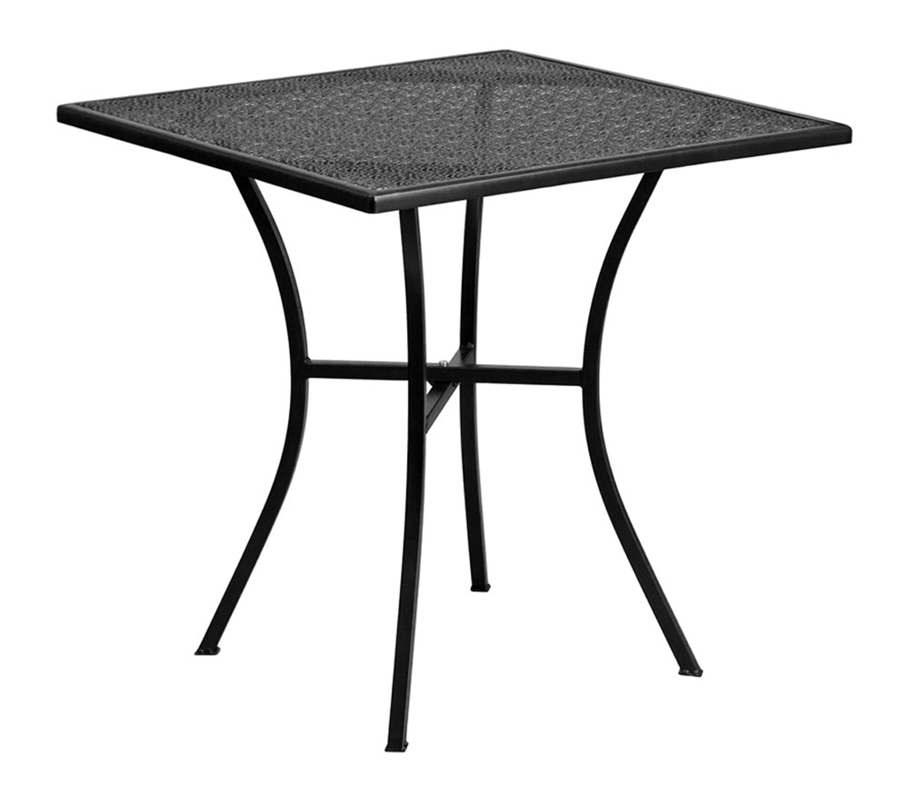 Offex 28'' Square Black IndoorOutdoor Steel Patio Table