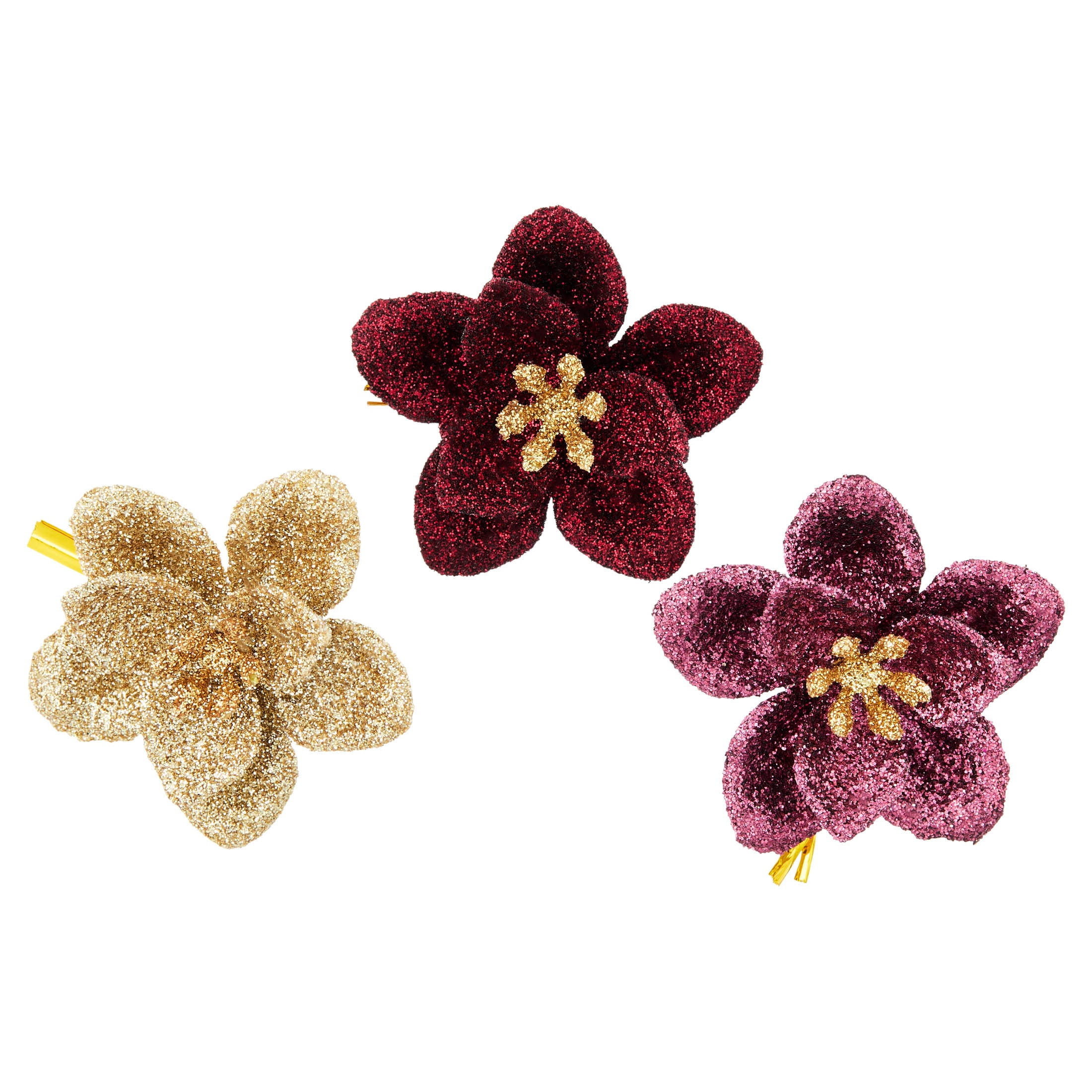 9-Count Red and Gold Glitter Flower Mini Christmas Ornaments, 1.8", by Holiday Time