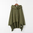 thumbnail image 2 of VISALY Hoodies Pullover Drawstring Sweatshirt Women's Solid Color Irregular Loose Pocket Sweatshirt Oversized Sweatshirt Lightweight Pullover for Women Dressy Sweaters for Women Green 5Xl, 2 of 6