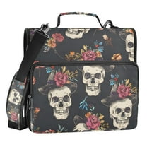 ALAZA Zipper Binder Floral on Skull 3 Ring Trapper Keeper File Folder Organizer Bag