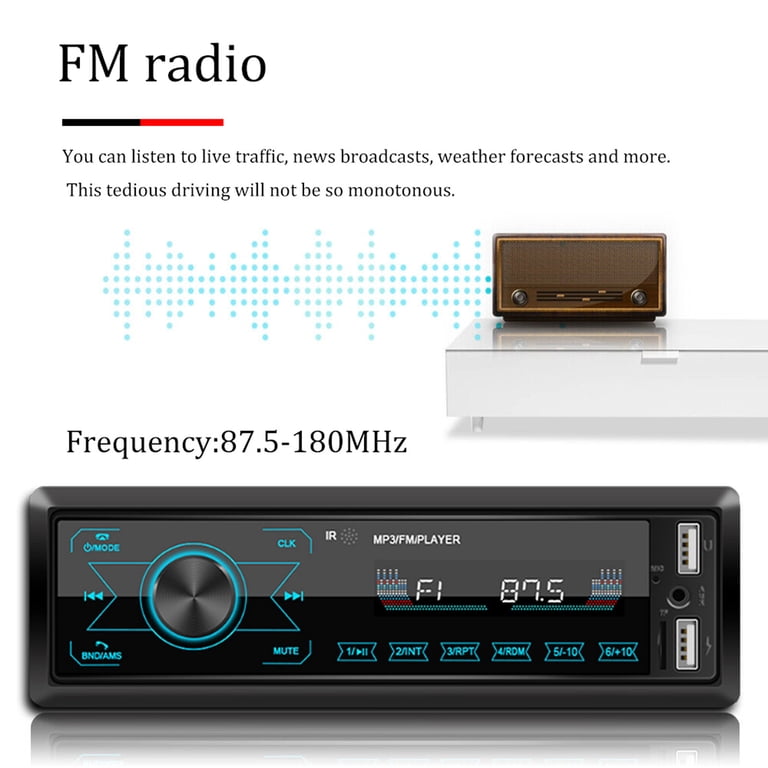 Bluetooth Single DIN Car Radio Stereo MP3 Player FM USB Aux Input W Bluetooth Single DIN Car Radio Stereo MP3 Player FM USB Aux Input W