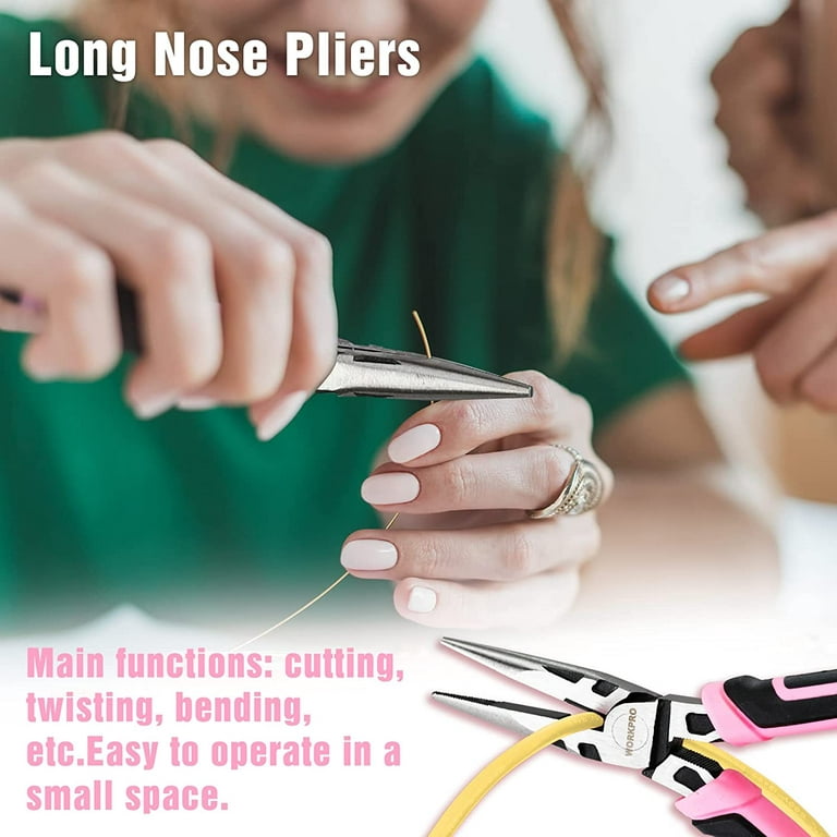 WORKPRO 2-Piece 6 Mini Needle Nose Pliers Set Long Nose Pliers