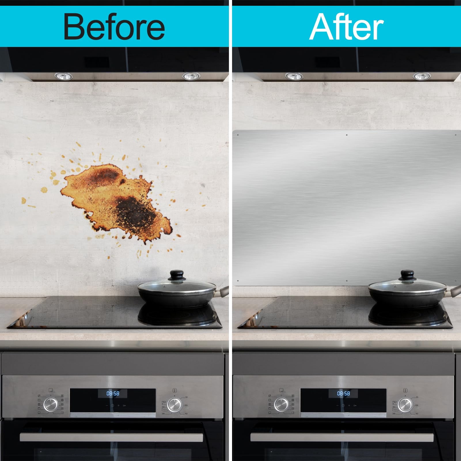 30" X 16" Thicken Heavy Range Hoods Stainless Steel Backsplash Panel Splatter Guard For Stovetop 6 Pre Drilled Holes Easy Installation Keep The Walls Clean  Bright And Beautiful (30" 16")