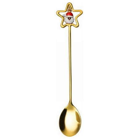 

Stainless Steel Tableware Cute Christmas Star Spoon Fruit Fork Coffee Dessert Spoon
