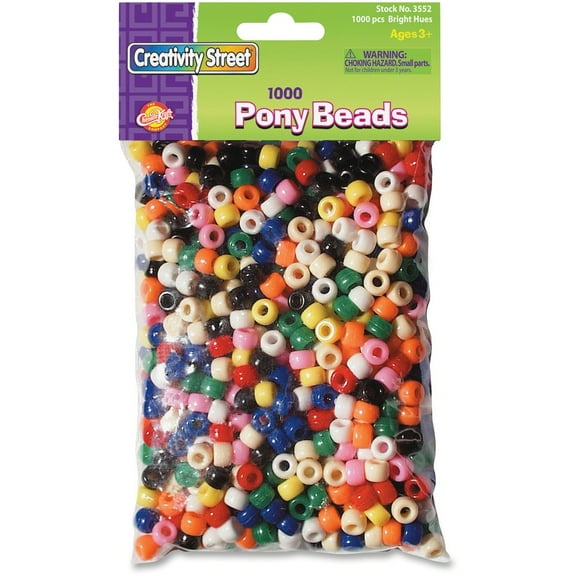 ChenilleKraft Creativity Street Pony Bead - Art, Craft - 1 / Pack - Assorted - Plastic | Bundle of 5 Packs