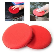 4 Inch Foam Applicator Pads for Hand Polishing, Car Waxing Sponges, Red Circular Cleaning Kit (2 Pack)