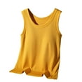 thumbnail image 2 of Miorin Women Ribbed Wide Strap Scoop Neck Tank Tops with Built-in Padded Bra, Solid Slim Fit Layering Cami, Breathable Basic Sleeveless Vest for Summer Daily Inner Loungewear, Yellow L, 2 of 6