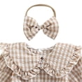 thumbnail image 6 of Gerichy Infant Baby Girl Plaid Romper Baby Bubble Romper Ruffle Clothes Fall Winter Outfits with Headband 0-18 Months, 6 of 7