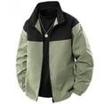 thumbnail image 6 of qelini Jackets for Men Windbreaker Big and Tall Long Sleeve Zipper Shirt Outdoor Hiking Collar Pocket Color Block Waterproof Jacket, 6 of 7