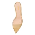 thumbnail image 2 of XYD Women Open Pointed Toe Transparent Strap Mules Slip on Studded Crystal Block Low Heels Fashion Party Slide Sandals Size 7 Gold, 2 of 4