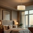 thumbnail image 5 of Kira Home Pearl 18" Drum Chandelier, Textured White Fabric Shade, Silver Pendant Light, Glass Diffuser, Brushed Nickel, 5 of 7