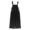 thumbnail image 2 of UACY Boys Girls Denim Overalls, Baggy Wide Leg Adjustable Strap Jean Jumpsuit Hip Hop Casual Preppy Aesthetic with Pockets (Black, 13-14 Years), 2 of 5