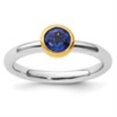thumbnail image 3 of Auriga Fine Jewelry 925 Sterling Silver w/Gold-plated Created Sapphire Ring for Women Size 6, 3 of 6