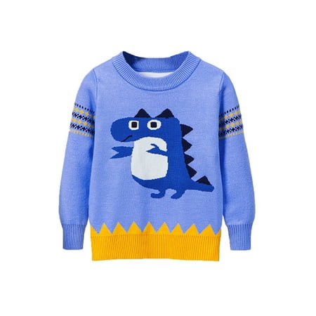 

Fsqjgq Sweat Shirt for Boys Toddler Boys Girls Cartoon Dinasour Prints Sweater Long Sleeve Warm Knitted Pullover Knitwear Tops Sweater Toddler Girl Apparel Cotton Blend Blue 120