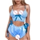thumbnail image 4 of Conjuntos de pijamas de satén para mujer, ropa interior Sexy con lazo de encaje, ropa interior para dormir Fridja nalpqowj17629, 4 of 9