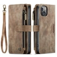 thumbnail image 2 of Decase Luxury Zipper Wallet Case for iPhone 14 6.1 inch,PU Leather+Soft TPU with Shockproof Kickstand Cash&Card Slot Full Protection Shock-Resistant Case Cover for iPhone14 6.1 inch,Brown, 2 of 11