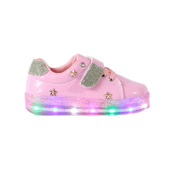 Tenis Niña Luces Led Moda Escolar Comodo PEQUEÑOS PASOS M-412 TALLA 20 CM ROSA