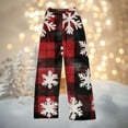 thumbnail image 2 of Women's Christmas Printed Plush Pants, Full Length Long Trousers for Winter Casual Wear, Soft and Warm Fleece Material with Festive Design,Vermilion,2XL, 2 of 5