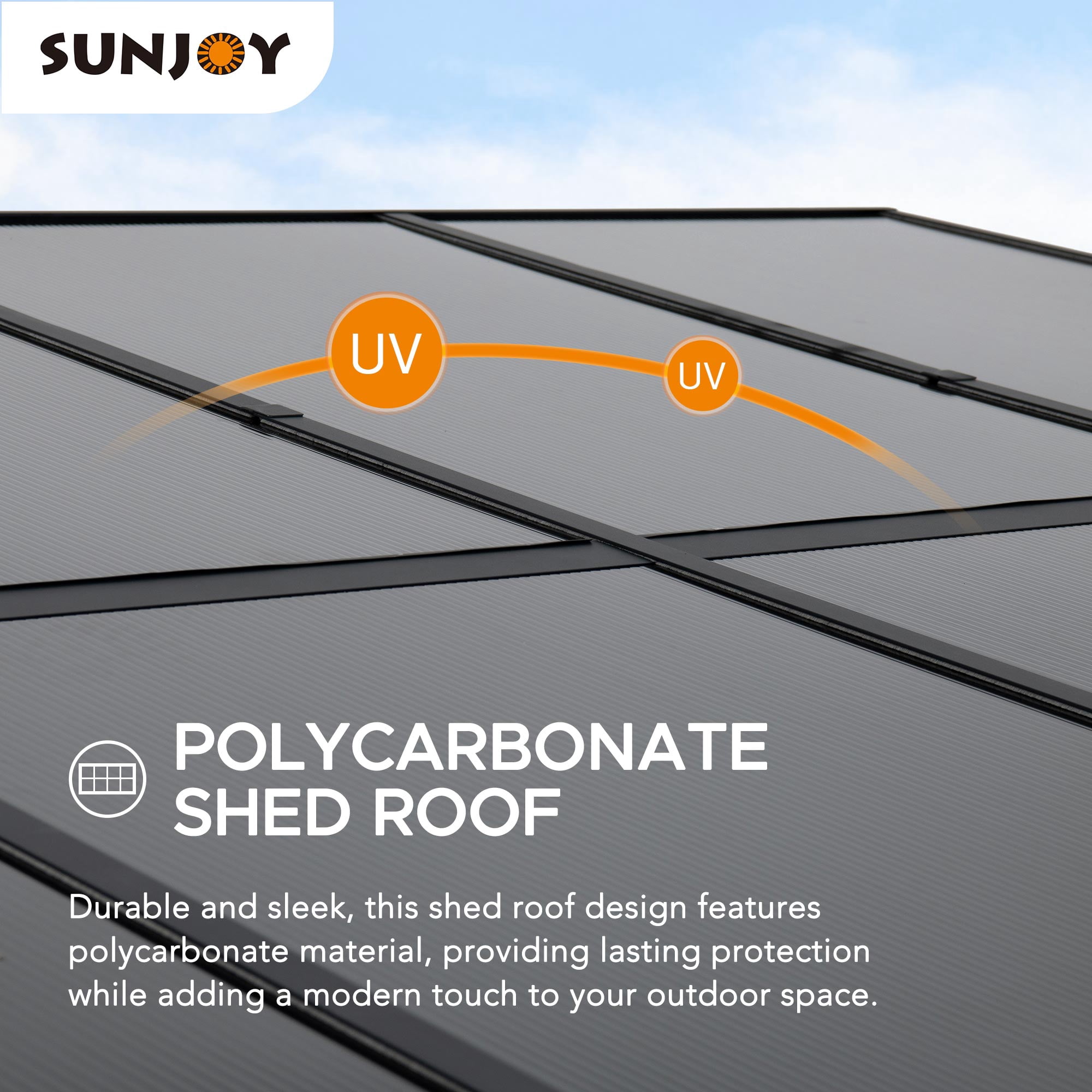 Sunjoy 10 x 12 ft Wall Mounted Gazebo with Polycarbonate Roof, Black Aluminum & Metal Frame Lean to Gazebo with Curtains and Netting
