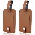 thumbnail image 1 of 2 Pcs Luggage Tags, Leather Baggage Labels, Suitcase Name ID Card Tag, Leather Tags Travel Handbag Accessories for Preventing Loss of Bags( Brown ), 1 of 4