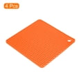 thumbnail image 3 of Unique Bargains Silicone Trivet Mats 4pcs, Hot Pot Holders Pads Heat Resistant Table Dish Drying Mat or Placemats-Orange, 3 of 5