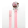 Pink Stroller Pacifier Clip With Two Interchangeable Ribbons