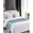 thumbnail image 4 of Xipuska Blue Green Striped Bed Runners for Cal King Size Bed, Decorative Bed Throws for Foot of Bed, Geometric Abstract Art Aesthetic Bed Runner Sofa Throw Bedding Scarf Slipcover for Bedroom, 4 of 6