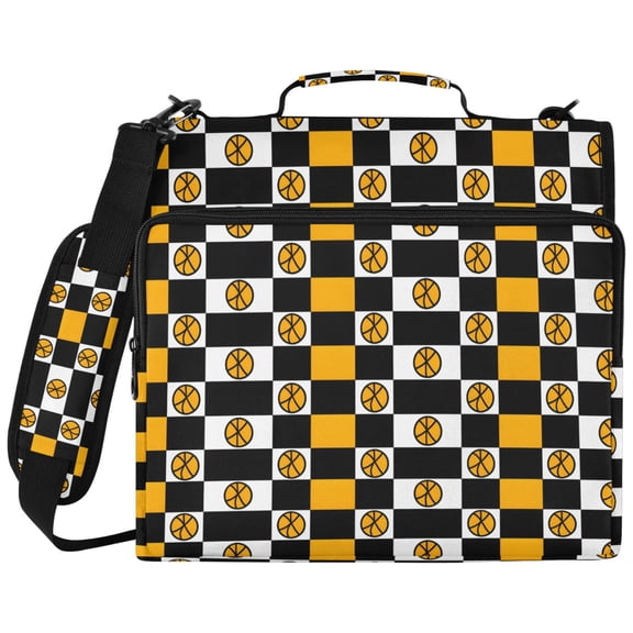ALAZA Zipper Binder Basketball in Checkered Pattern 2 inch 3 Ring 500 Sheet Capacity Trapper Keeper File Folder Organizer Bag