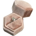 thumbnail image 2 of Velvet Treasures Engagement Ring Box, Vintage Hexagon Wedding Jewelry Box for Ceremony, Display & Storage - 1 Slot, Mauve, 2 of 3