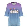 thumbnail image 4 of Heisall Womens T-shirts Halloween Print V-Neck 3/4 Sleeve Loose Plus Size Casual Fashion Daily Wear Tops, 4 of 4