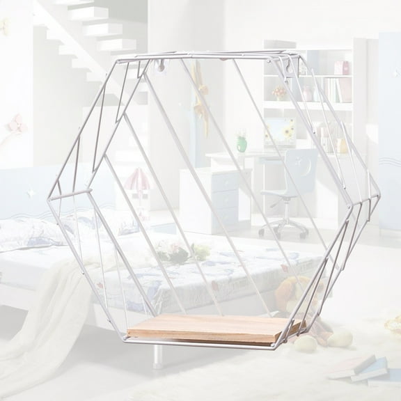 TAILTOSS 1 Set Metal Floating Shelves White Hexagon Design For Art Decor Room Decoration