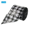 thumbnail image 3 of Uxcell 2.5 Inch x 10Yard Plaid Ribbons with Snowflake Printed, Wired Edge Ribbon, White Black, 3 of 6