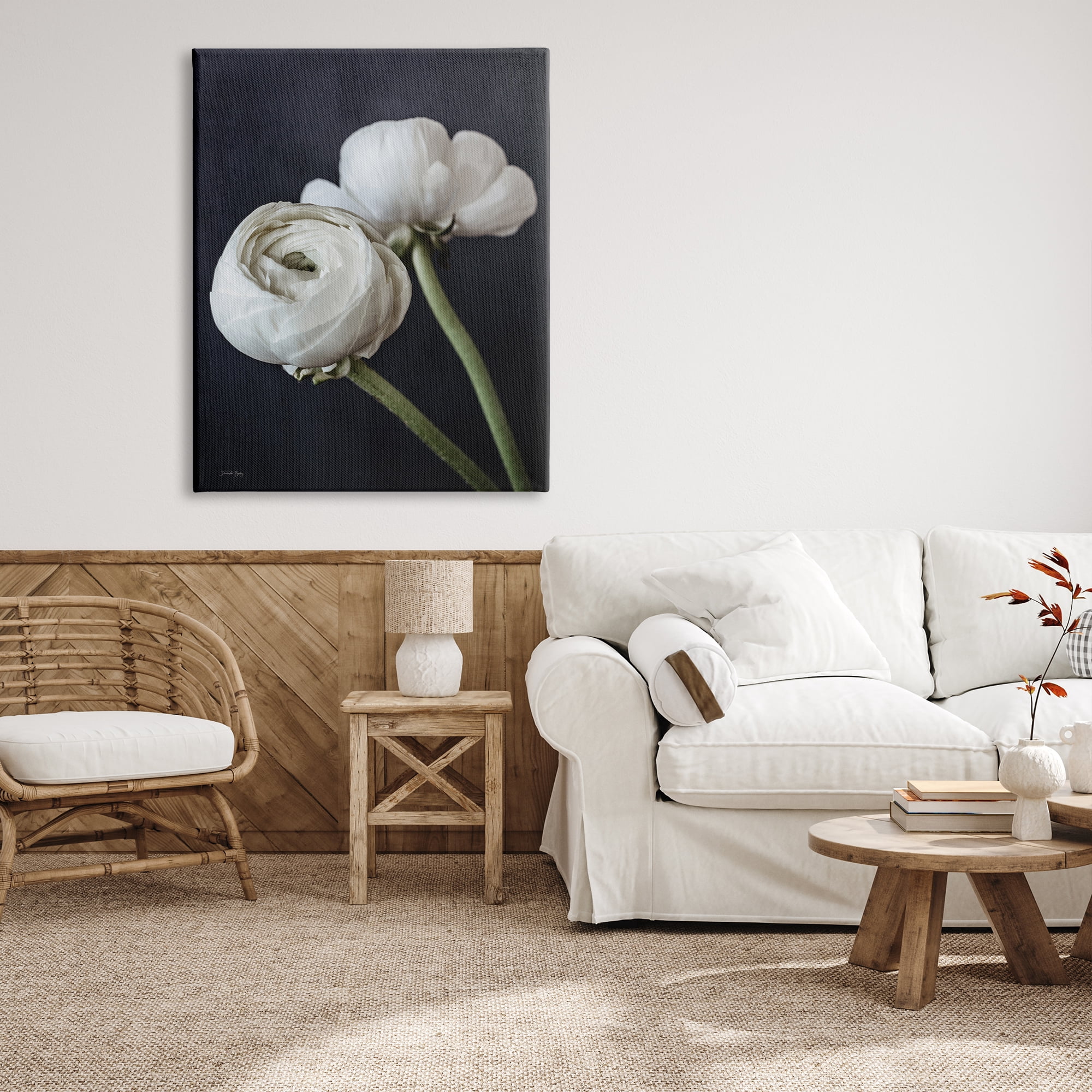 Stupell Industries Modern Ranunculus Flower Blossom Arrangement White Petals Photograph Gallery Wrapped Canvas Print Wall Art, Design by Jennifer Rigsby