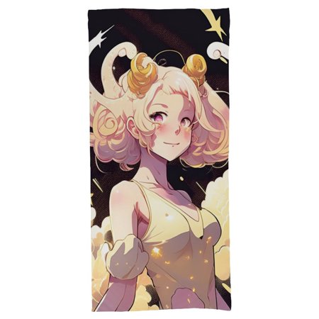Constellation Series Aries Comics Girl Water Absorbent Bath Towel   Soft Durable and Stylish Design for Your Bathroom Towel