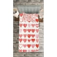 thumbnail image 3 of Ambesonne Valentines Day Quilted Bedspread Set 2 Pcs, Romantic Hearts, Twin Size, Vermilion Pink White, 3 of 3