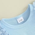 thumbnail image 4 of mgoYE Baby Girl Easter Outfit Ruffles Sleeve Floral Bunny Carrot Printed Romper Dress with Headband Summer Clothes(Light Blue,6-9 Months), 4 of 7