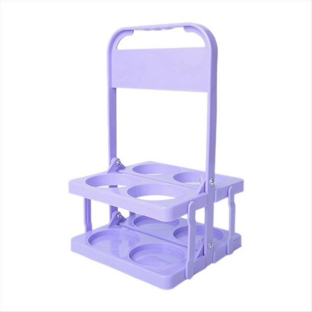Portabebidas de Plástico Plegable con 4 Orificios, Portabebidas Reutilizable con Asa Portabebidas Portátil Violeta