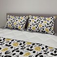 thumbnail image 2 of Acorn Comforter & Sham Bedding Set, Repeating Silhouettes Autumn Season Illustration on Off White Background, 3 pcs Duvet Set Microfiber Filling Quilt, 5 Sizes, Black White and Yellow, by Ambesonne, 2 of 4
