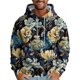 thumbnail image 1 of Men's Loose Flowers Printed Hooded Sweatshirt Men's Casual Fashion Sports SweatshirtXL, 1 of 4