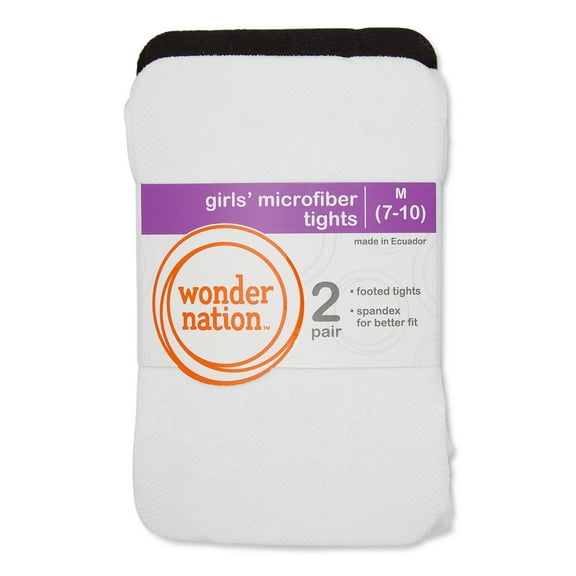 Wonder Nation Girls Fashion Dot & Opaque Tights, 2 Pack, Sizes 4-16