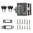 thumbnail image 1 of Cerradura de puerta para RV, cerradura de puerta de entrada para remolque de viaje con cerrojo de paleta, manija de pestillo de puerta para RV con 4 llaves, cerradura cromada para puerta de remolque para RV, viaje de remolque de caravana, caravana, cerradura de panel de pestillo de manija de caravana JM JM, 1 of 4