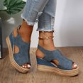 thumbnail image 2 of Wedge Sandals for Women Platform Sandals Orthopedic Sandals for Women Comfortable Espadrille Sandals Dressy Summer Open Toe Ankle Strap Low Heel Fashion Strappy Beach Shoes Blue Sandals Women, 2 of 6