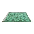 thumbnail image 2 of Ahgly Company Machine Washable Indoor Square Persian Turquoise Blue Traditional Area Rugs, 4' Square, 2 of 4