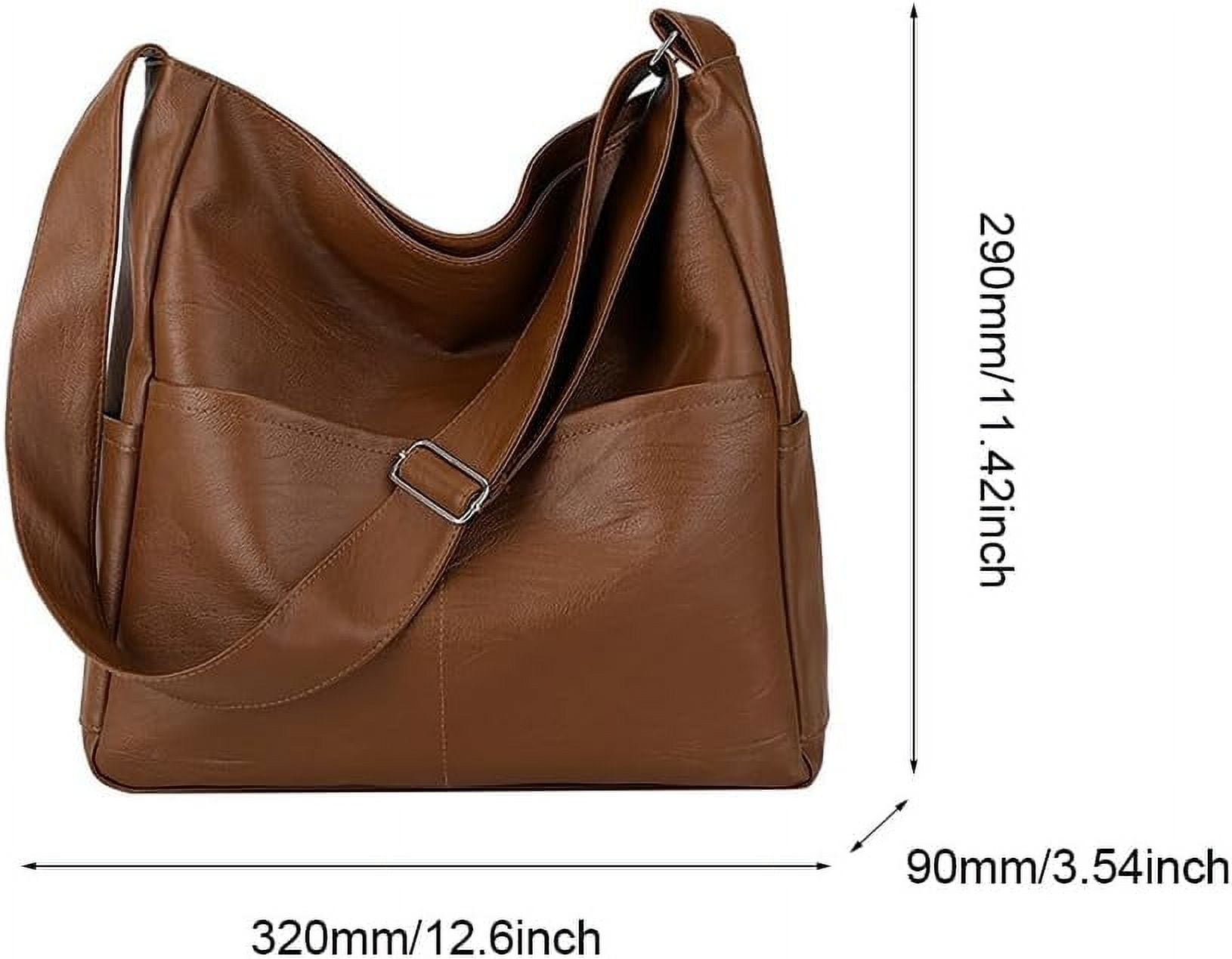 Kukuzhu Faux Leather Tote Bag with Pockets Women Shoulder Bag College Tote Bag Hobo Crossbody Bag for Work Travel